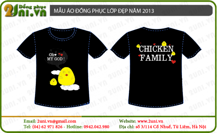 Mẫu áo lớp chicken family Mai Động