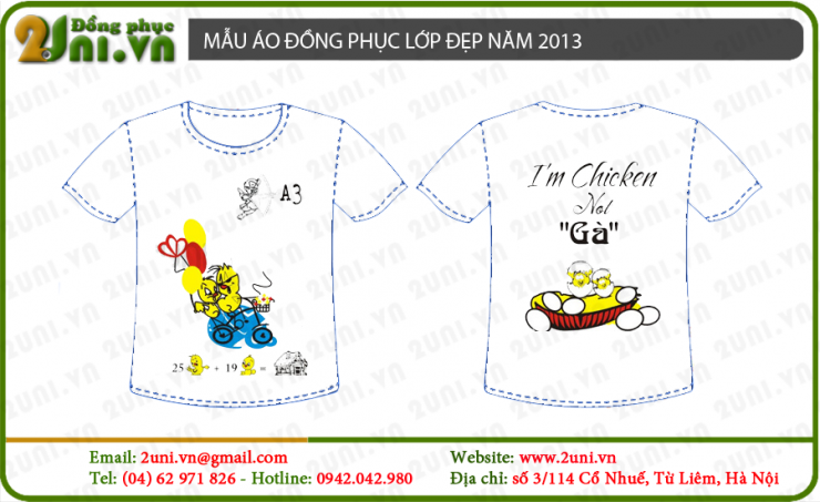 Mẫu áo lớp i'm chicken not gà 9C Vĩnh Phúc