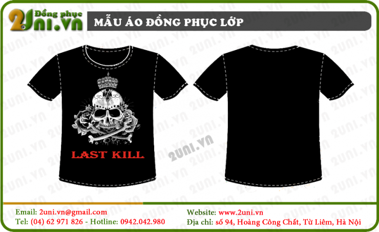 Mẫu áo nhóm đồng phục màu đen last kill đầu lâu U2969